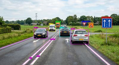 Image of infrastructure being detected with boundingboxes